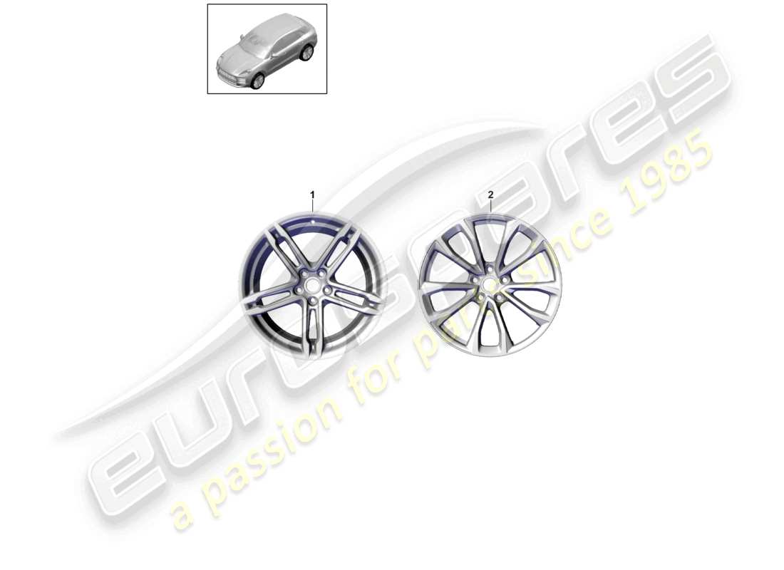 porsche 2020 (macan) alufelge 19 für winterreifen teilediagramm
