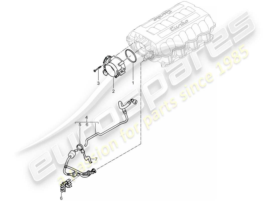 porsche 2008 (cayenne e1 9pa) drosselklappengehäuse - teilediagramm