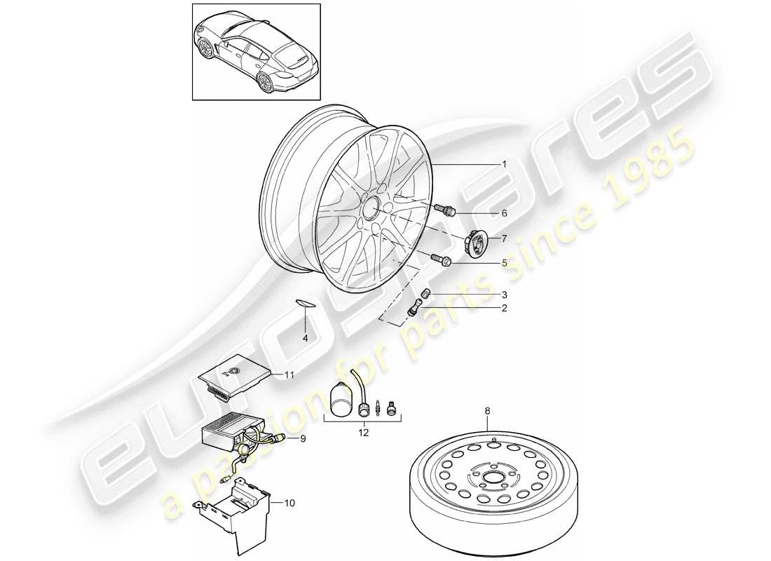 porsche 2010 (panamera 970) räder ersatzteildiagramm