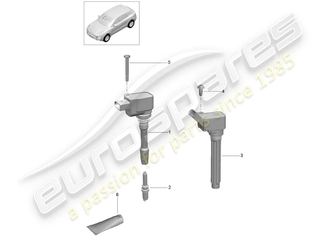 porsche 2018 (macan) zündsystem teilediagramm