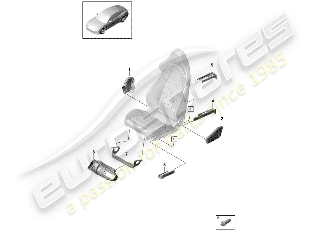 porsche panamera 971 (2018) seat-ersatzteildiagramm