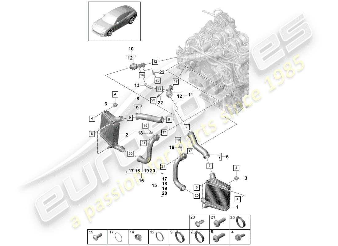 porsche 2019 (panamera 971-1) ladeluftkühler - teilediagramm