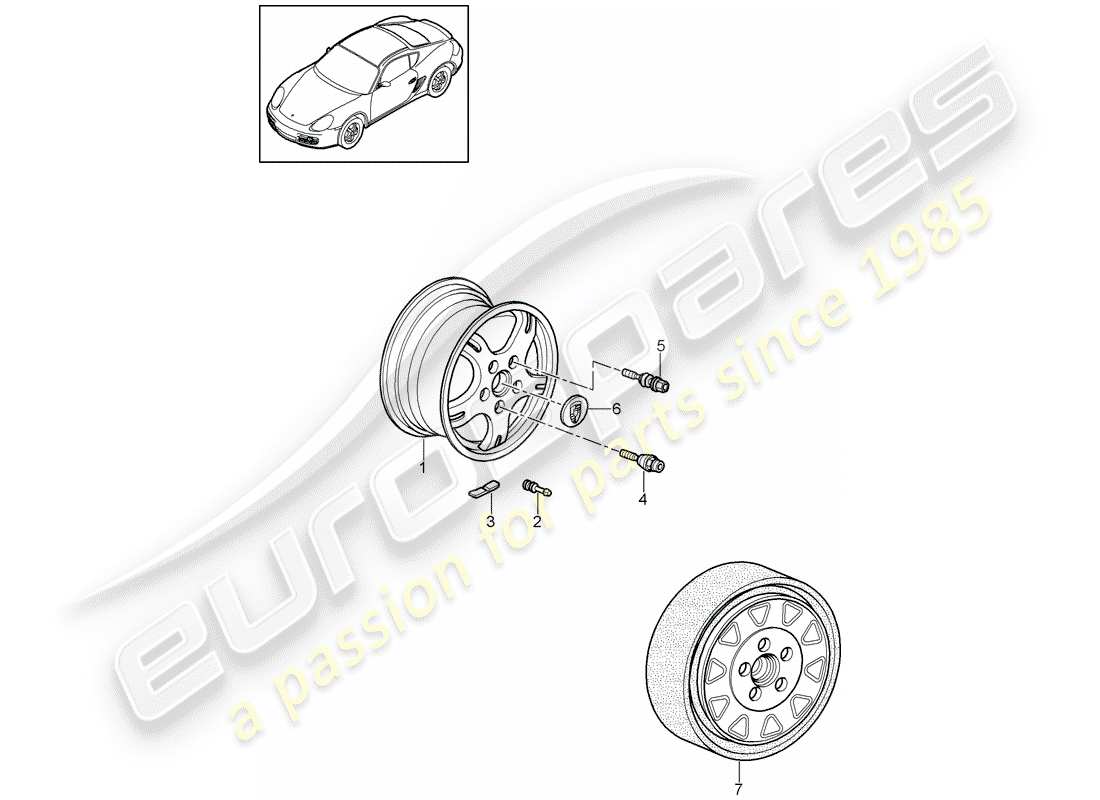 porsche 2009 (987 cayman) räder ersatzteildiagramm