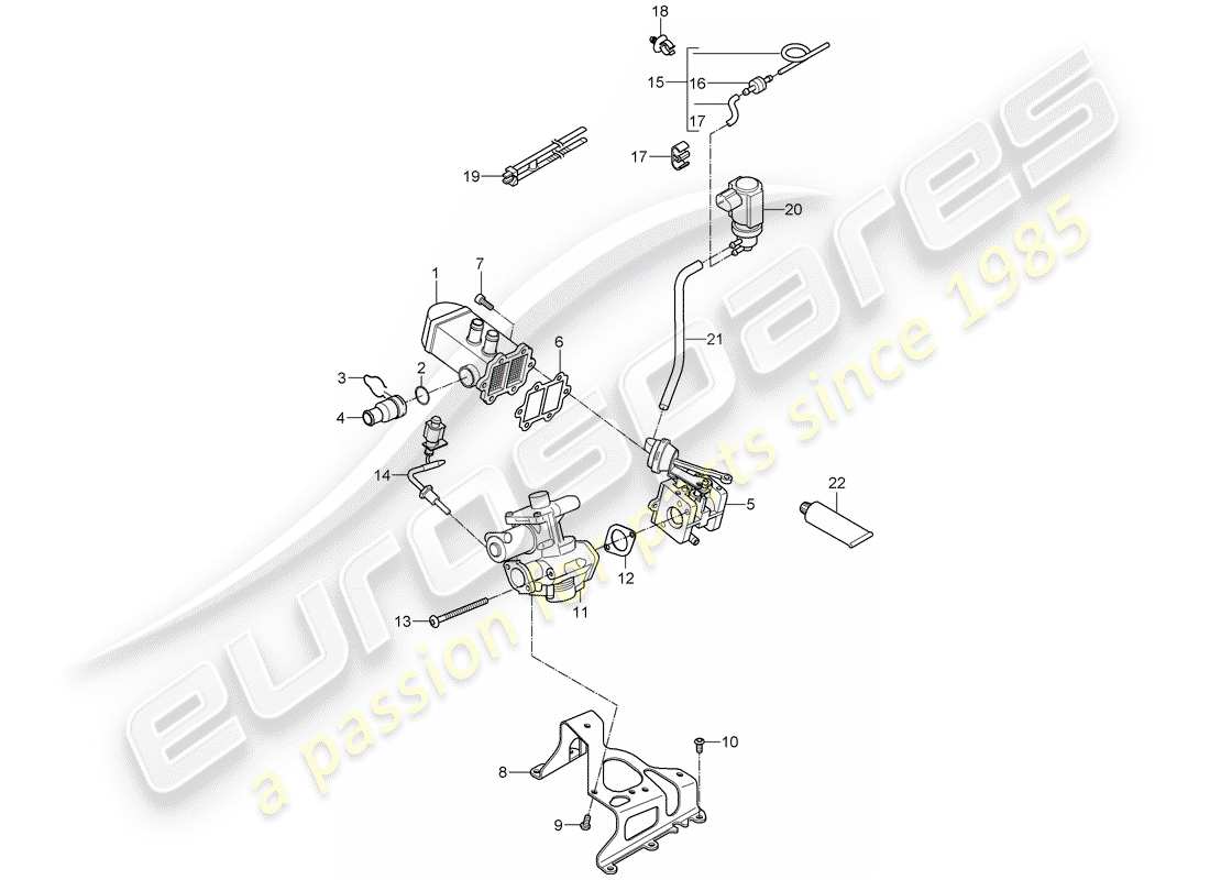 porsche 2008 (cayenne e1 9pa) abgasrückführung - teilediagramm