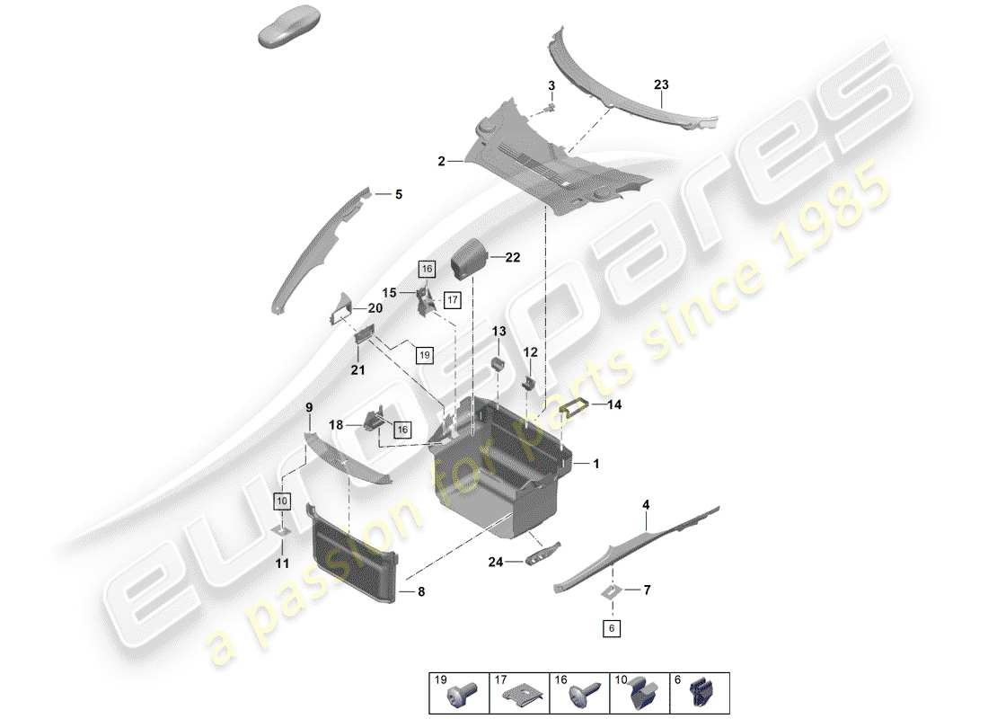 porsche 2020 (718 boxster spyder) kofferraumverkleidung - ersatzteildiagramm