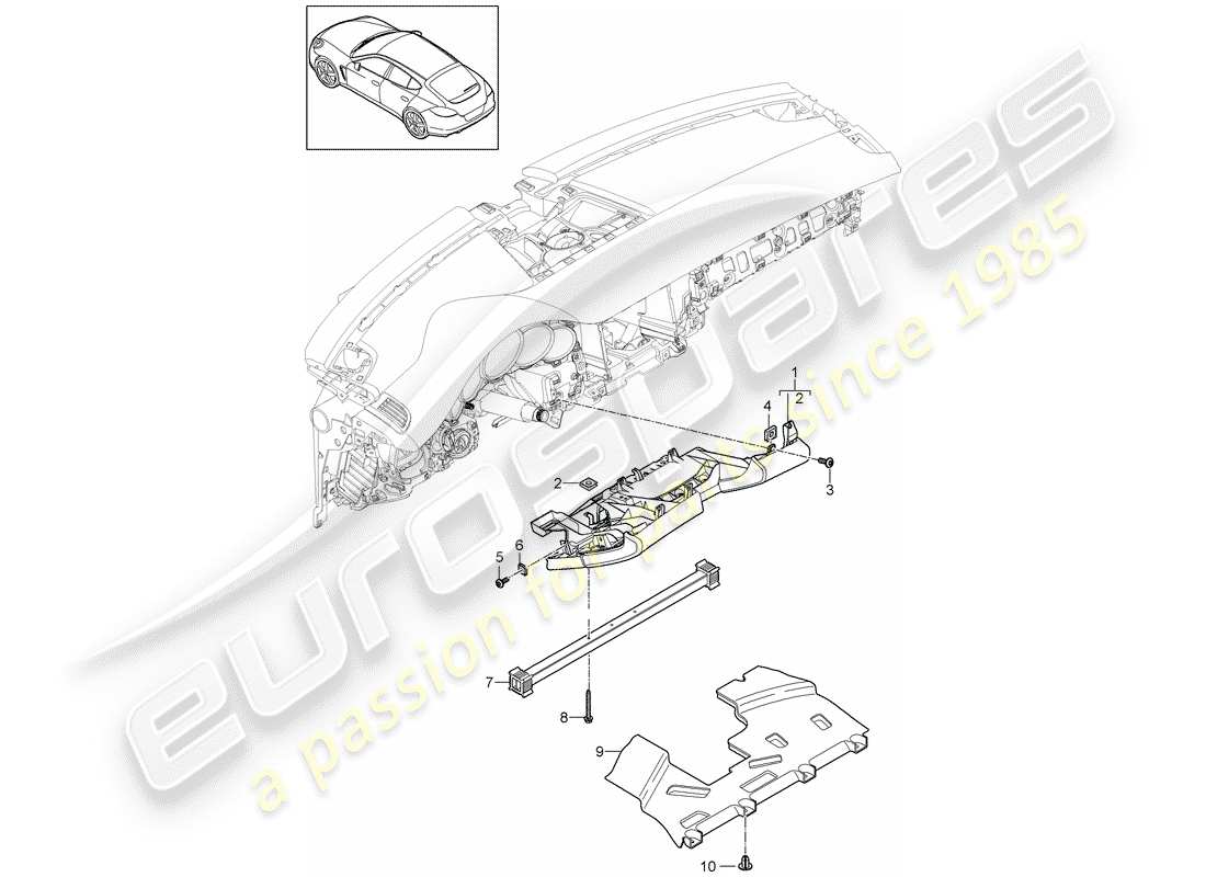 porsche 2010 (panamera 970) armaturenbrettverkleidung - ersatzteildiagramm