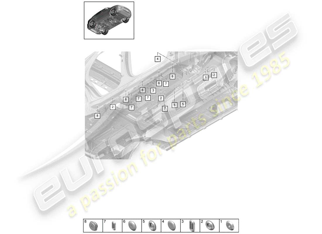 porsche 2020 (cayenne e3 9ya/9yb) plug-teilediagramm
