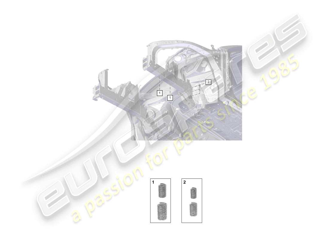 porsche 2020 (cayenne e3 9ya/9yb) gewindereparatursatz vorne längsträger teilediagramm