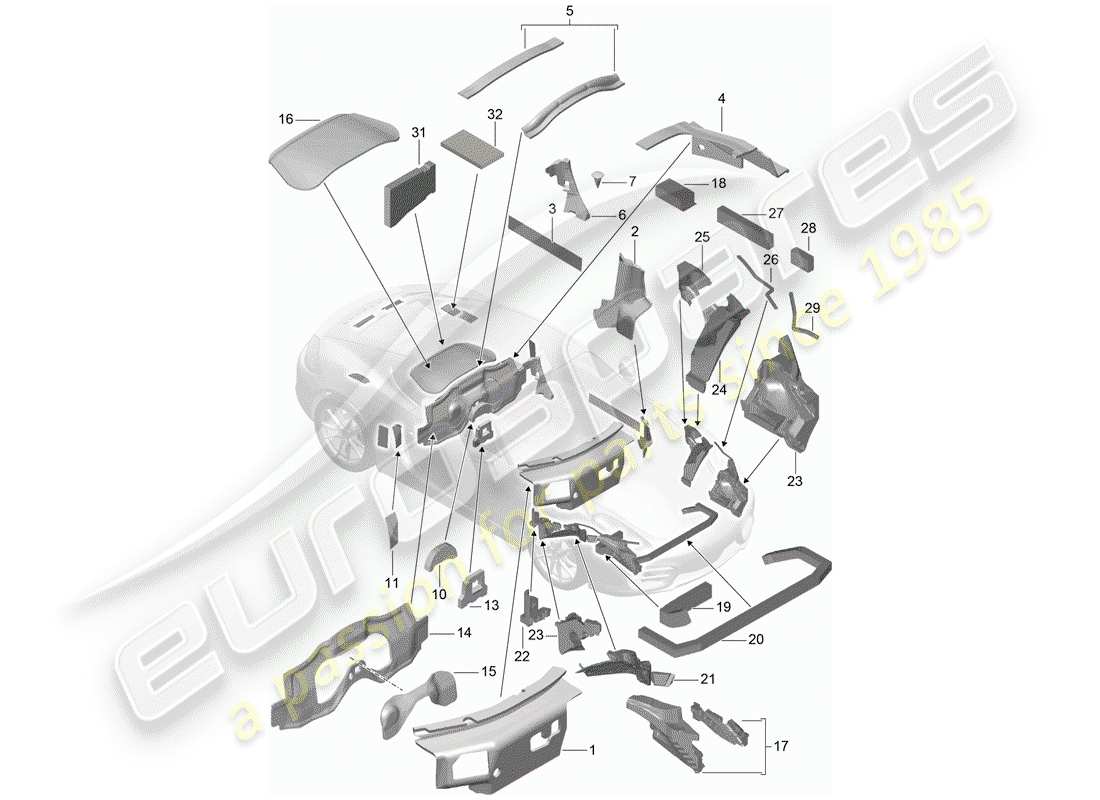 porsche 2014 (981 cayman) karosserie teilediagramm