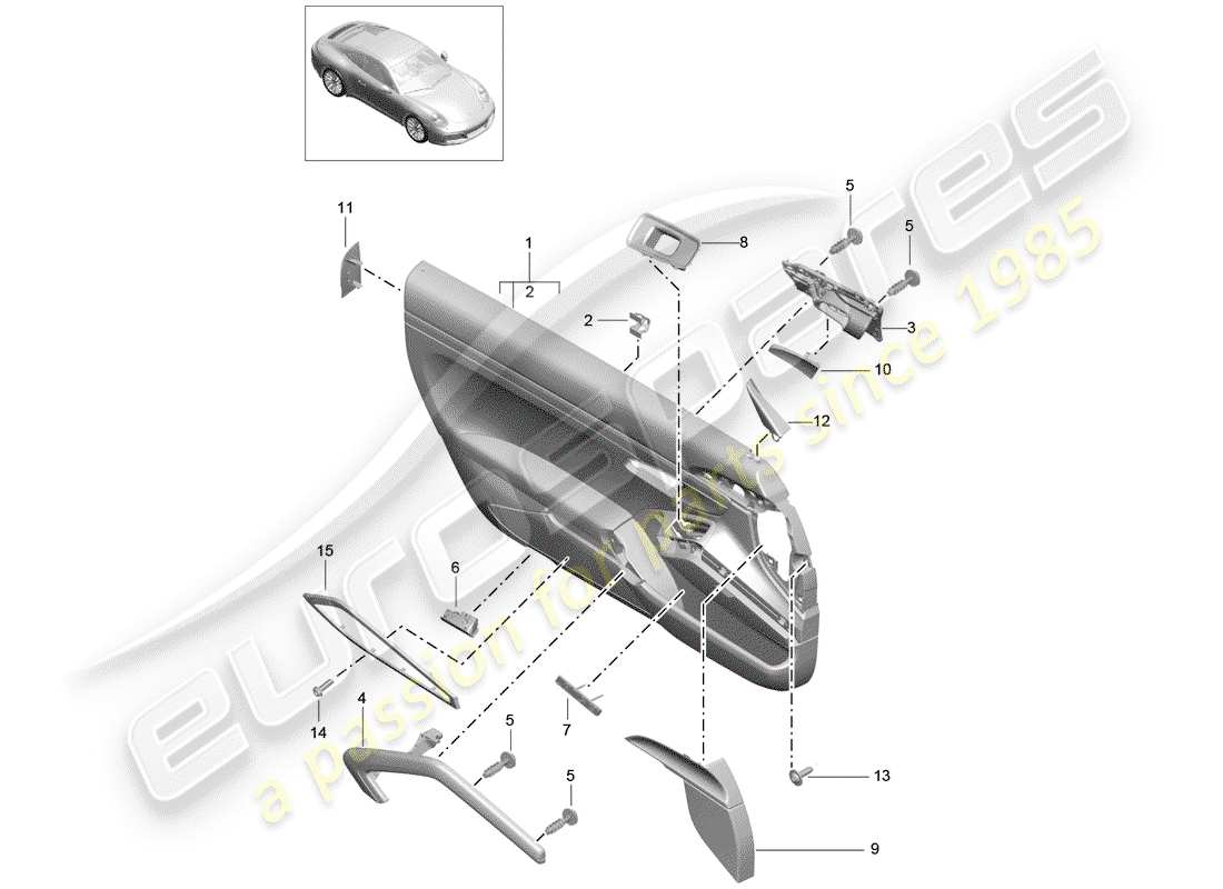 porsche 2017 (991-2) türplatte teilediagramm
