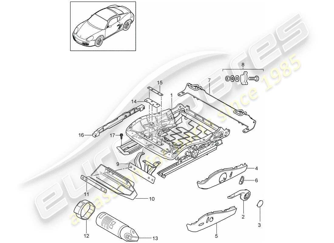 porsche 2010 (987 cayman) sitzrahmen teilediagramm