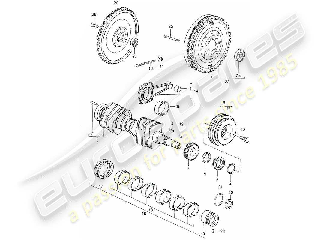 porsche 1995 (993) kurbelwelle teilediagramm