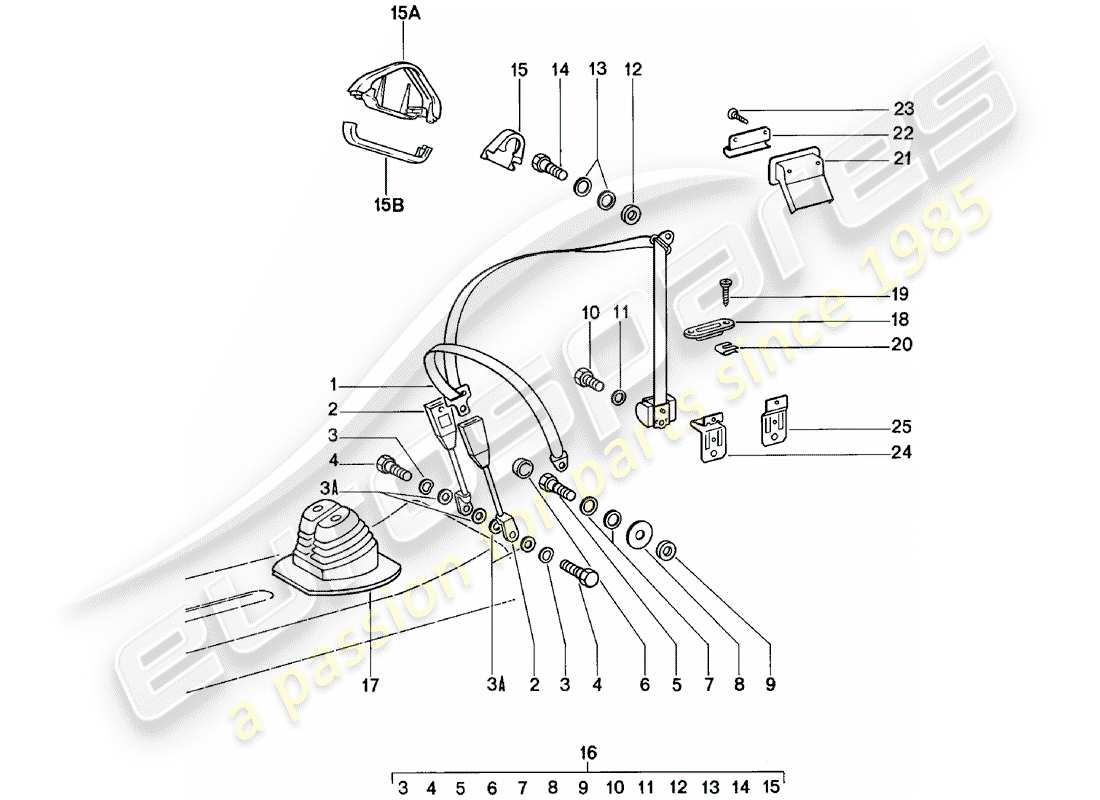 porsche 1979 (911) sicherheitsgurt - teilediagramm