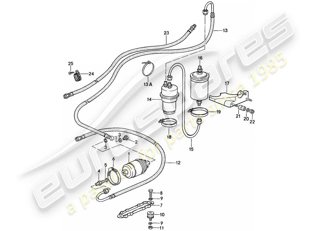 porsche 1986 (911) kraftstoffsystem teilediagramm