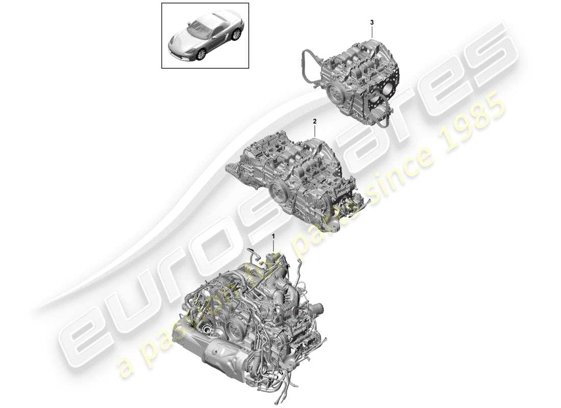 porsche 2017 (718 boxster) ersatzteildiagramm für den motorersatz