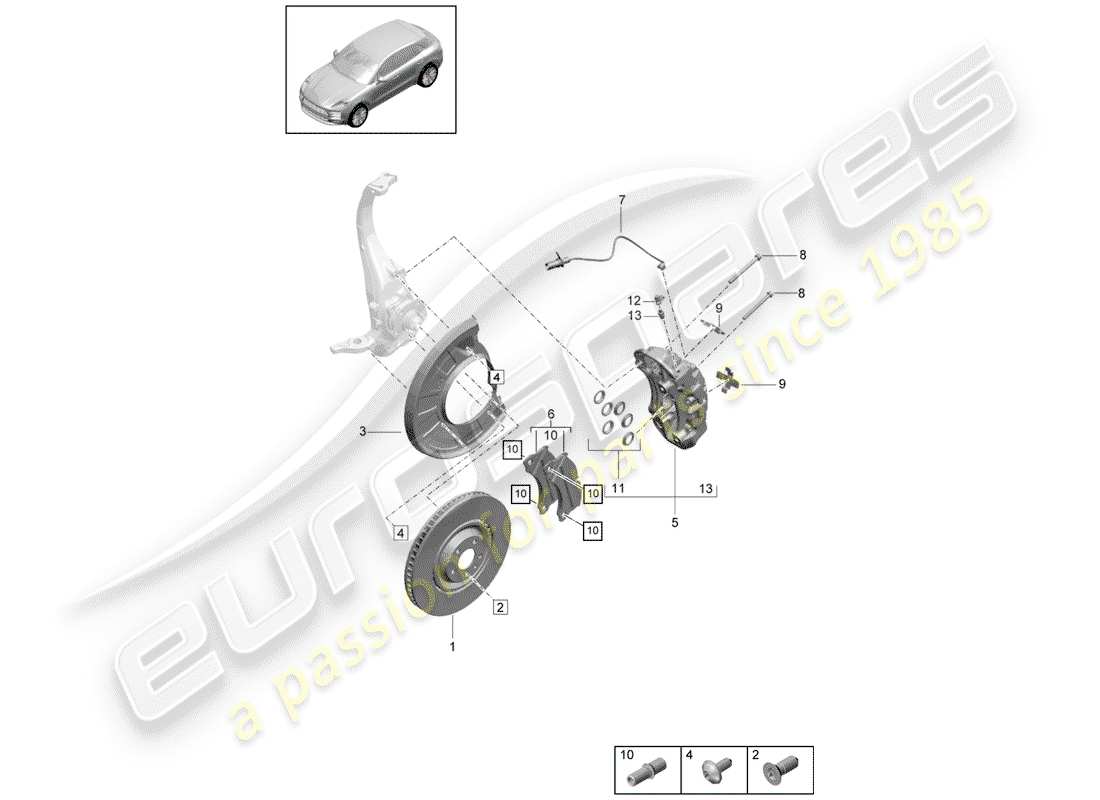 porsche 2020 (macan) scheibenbremsen ersatzteildiagramm