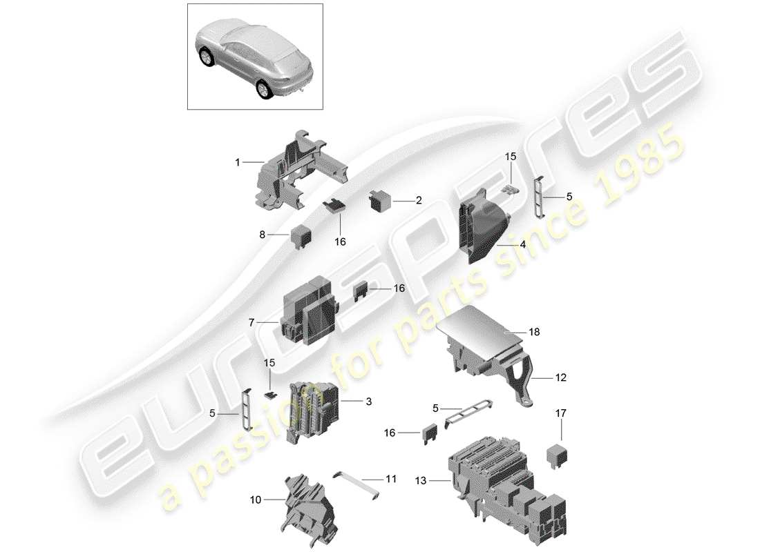 porsche 2018 (macan) sicherungskasten - teilediagramm
