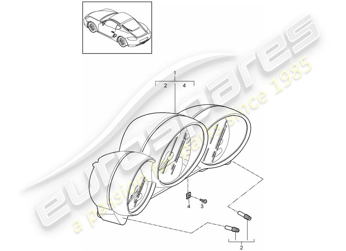 porsche 2012 (987 cayman) instrumente teilediagramm