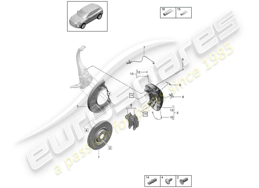 porsche 2019 (macan) scheibenbremsen ersatzteildiagramm