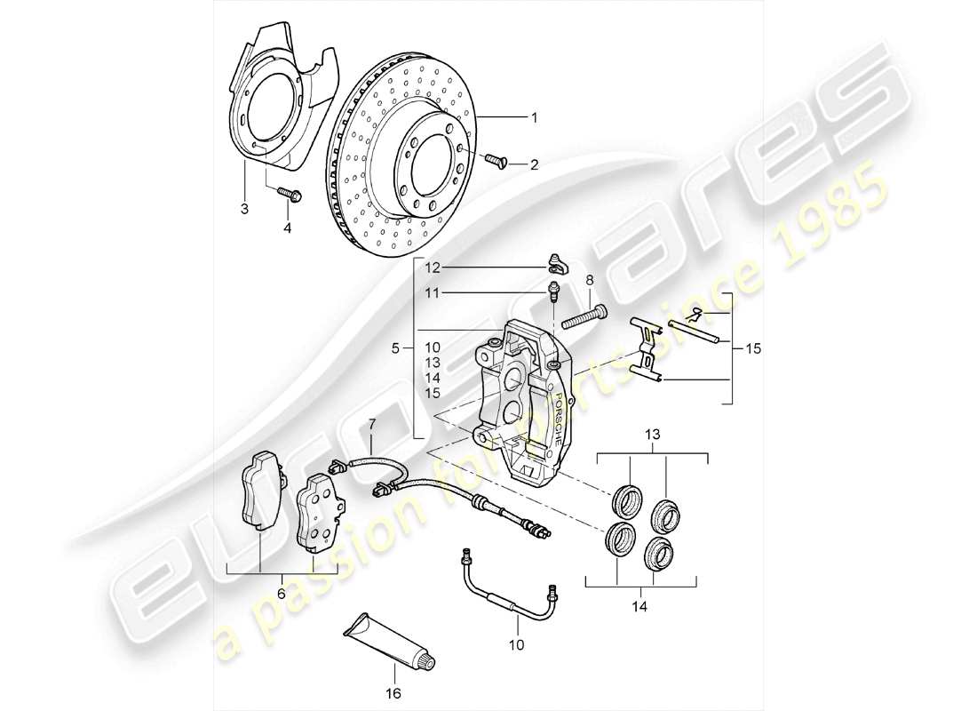 porsche 2009 (987 cayman) scheibenbremsen ersatzteildiagramm
