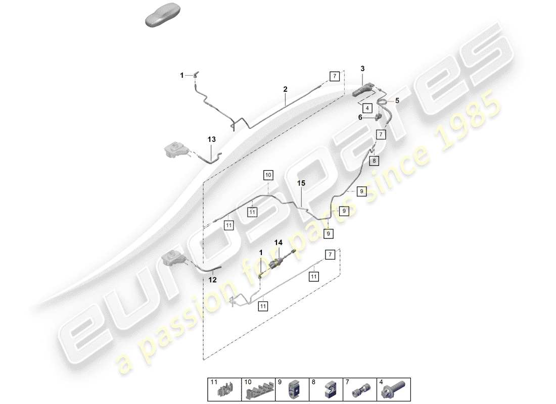 porsche 2019 (718 boxster spyder) hydraulische kupplung ersatzteildiagramm
