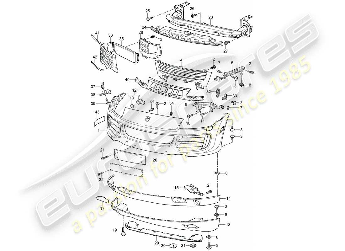porsche 2008 (cayenne e1 9pa) lining ersatzteildiagramm
