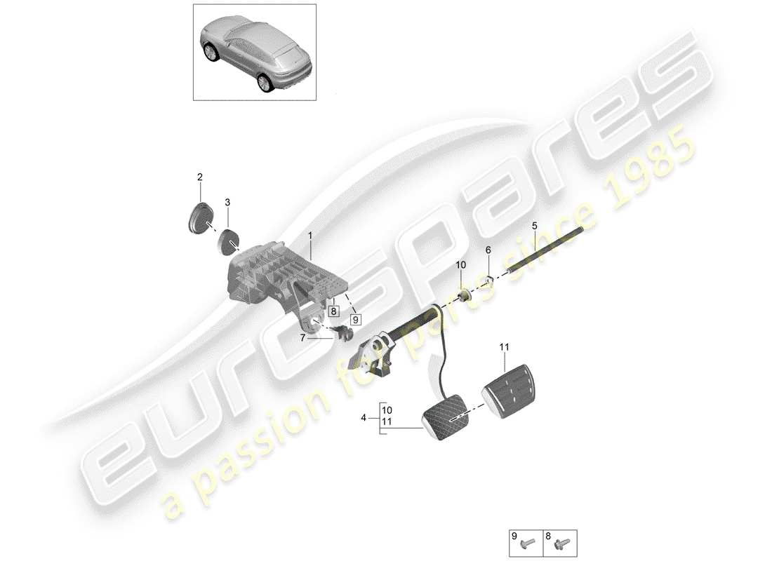 porsche 2019 (macan) bremsfunktionen teilediagramm