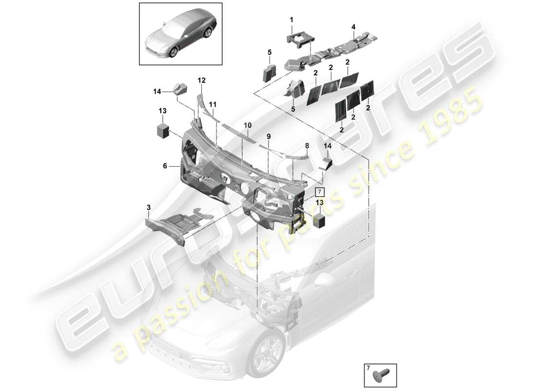 porsche 2017 (panamera 971-1) schallabsorber ersatzteildiagramm