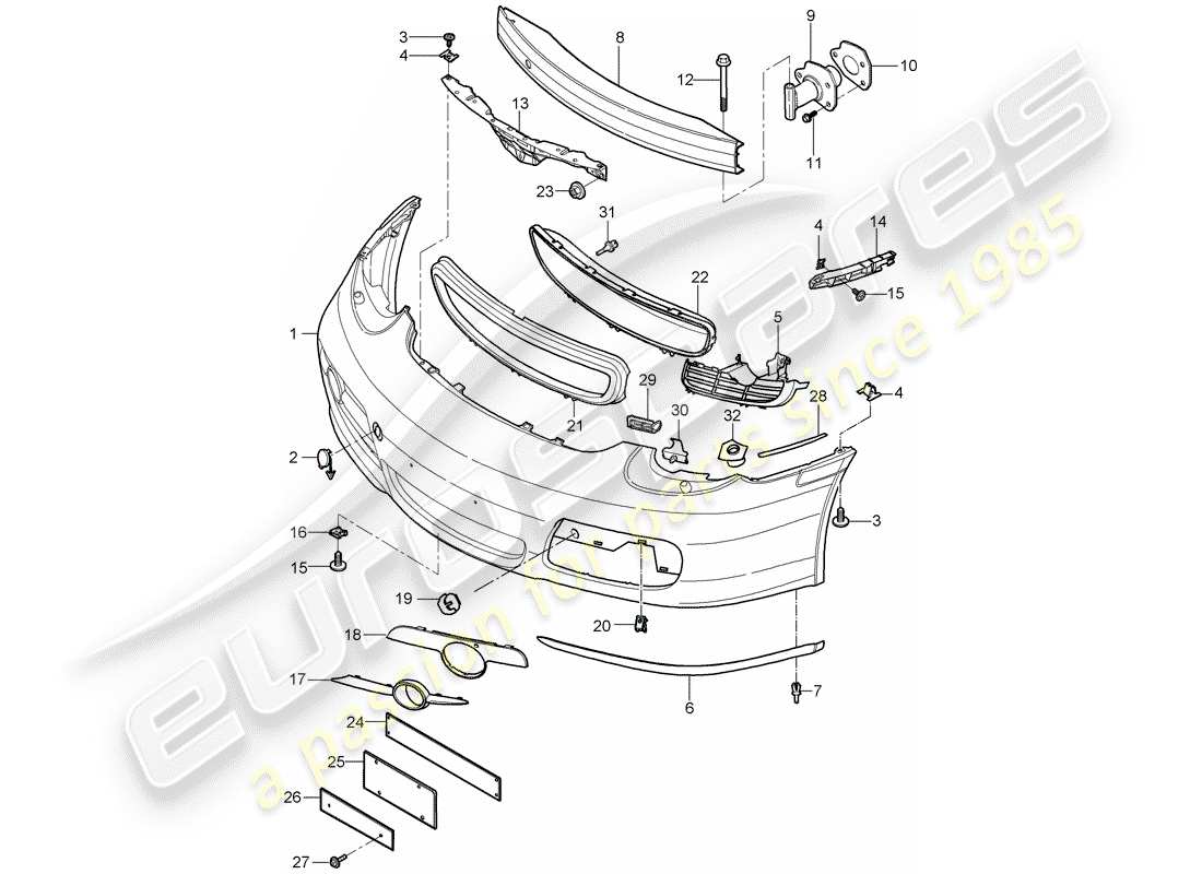 porsche 2008 (987 cayman) stoßstange ersatzteildiagramm