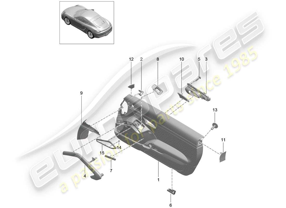 porsche 2015 (981 cayman) türplatte teilediagramm