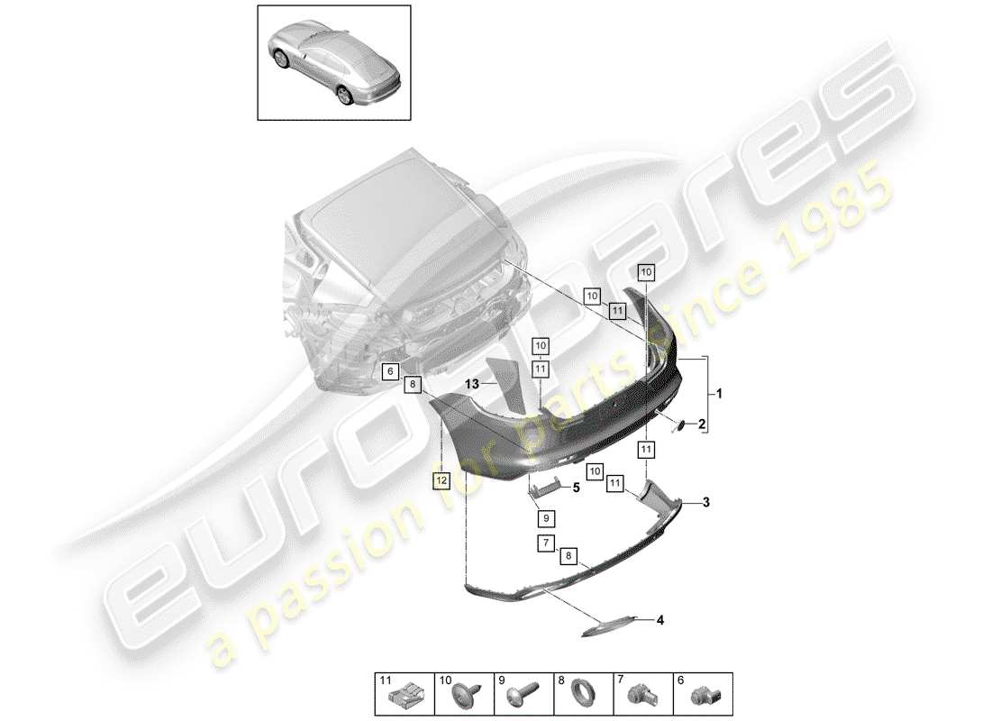 porsche 2019 (panamera 971-1) stoßstange ersatzteildiagramm