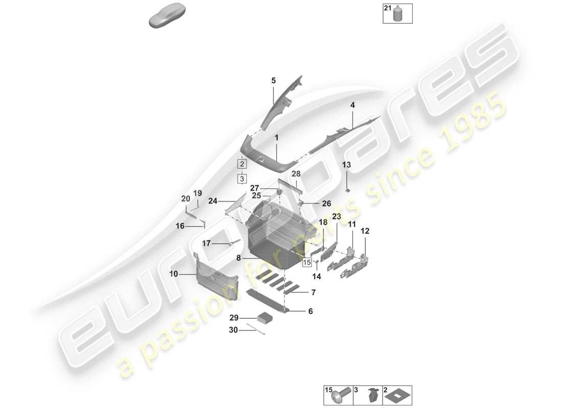 porsche 2019 (992-1) kofferraumverkleidung - ersatzteildiagramm