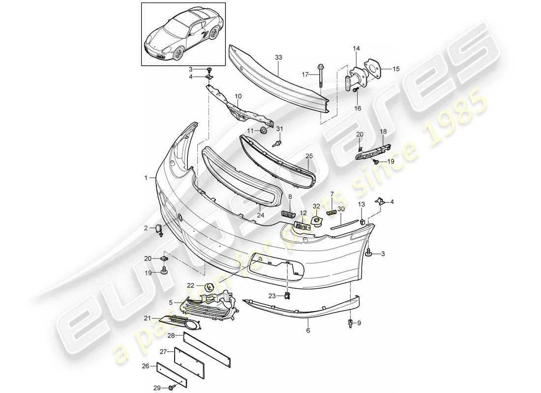porsche 2009 (987 cayman) stoßstange ersatzteildiagramm