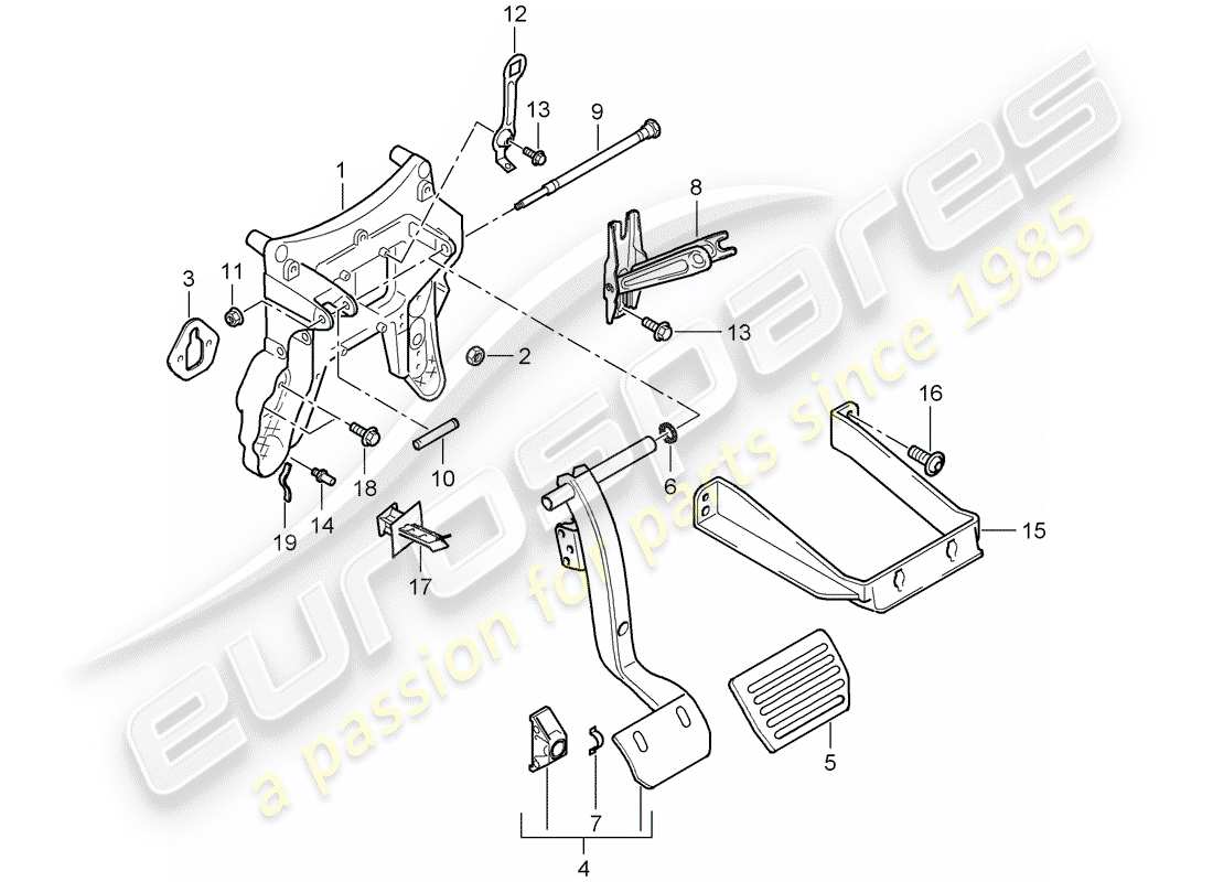 porsche 2008 (cayenne e1 9pa) pedale teilediagramm