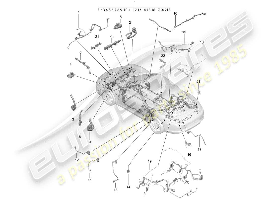 porsche 2016 (991-1) kabelbäume teilediagramm
