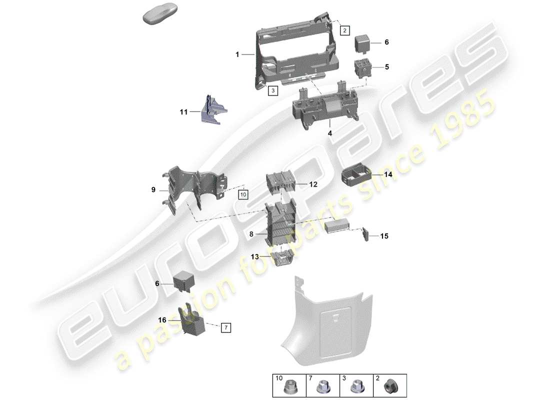 porsche 2020 (718 boxster spyder) sicherungskasten/relaisplatte ersatzteildiagramm