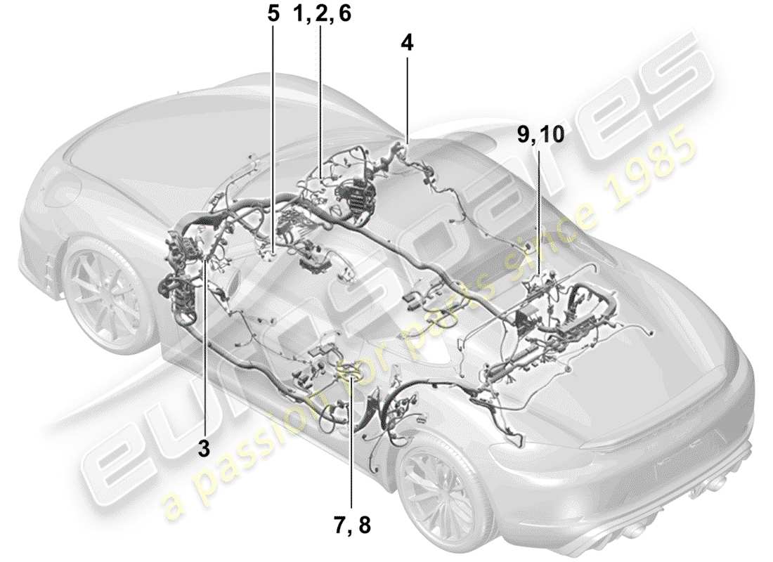 porsche 2020 (718 boxster spyder) kabelbäume ersatzteildiagramm