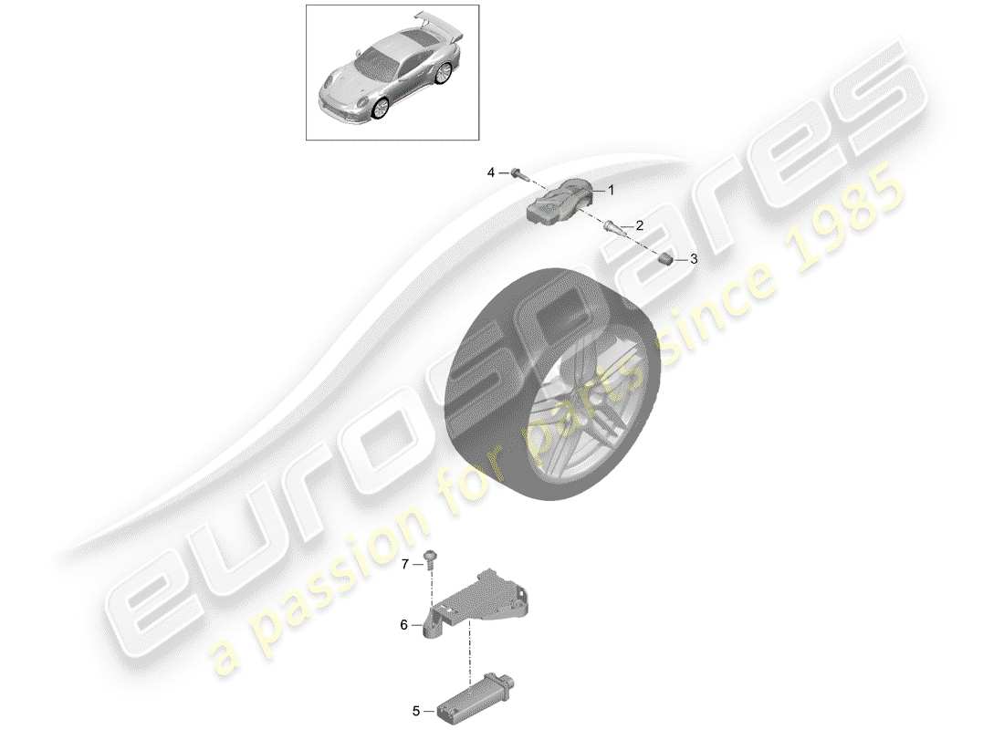 porsche 2020 (991-2 turbo) reifendruck-kontrollsystem teilediagramm