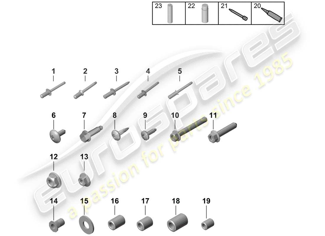 porsche 2019 (718 boxster spyder) befestigungselemente ersatzteildiagramm