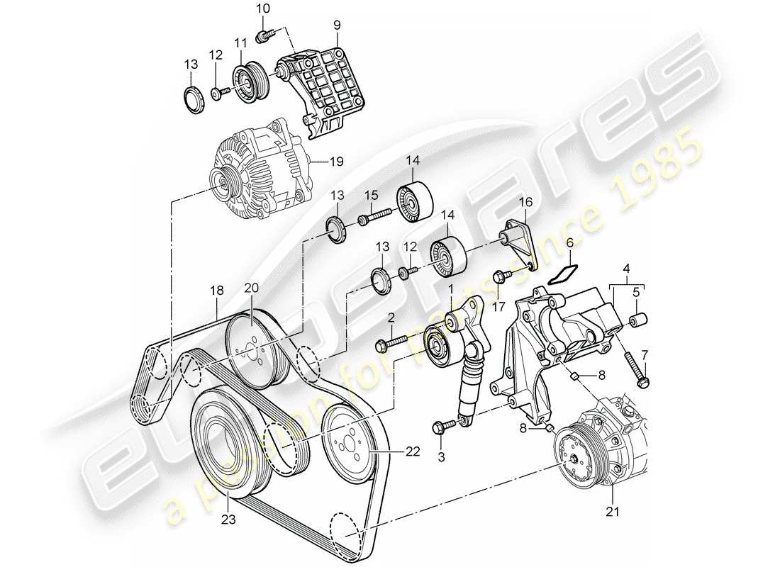 porsche 2007 (cayenne e1 9pa) riemenspanner teilediagramm