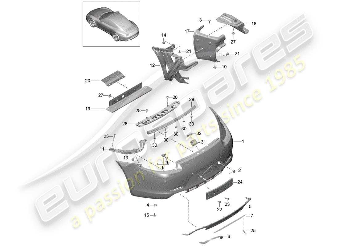 porsche 2013 (991-1) stossstange teilediagramm
