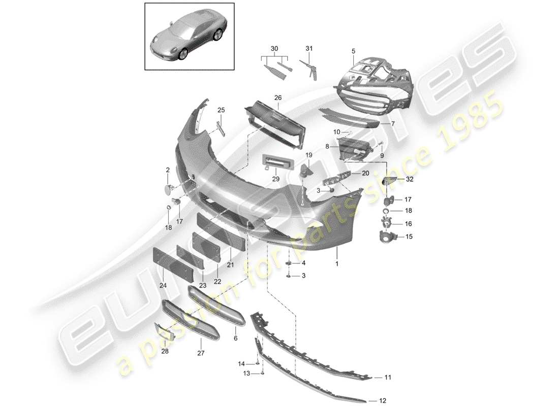 porsche 2013 (991-1) stossstange teilediagramm