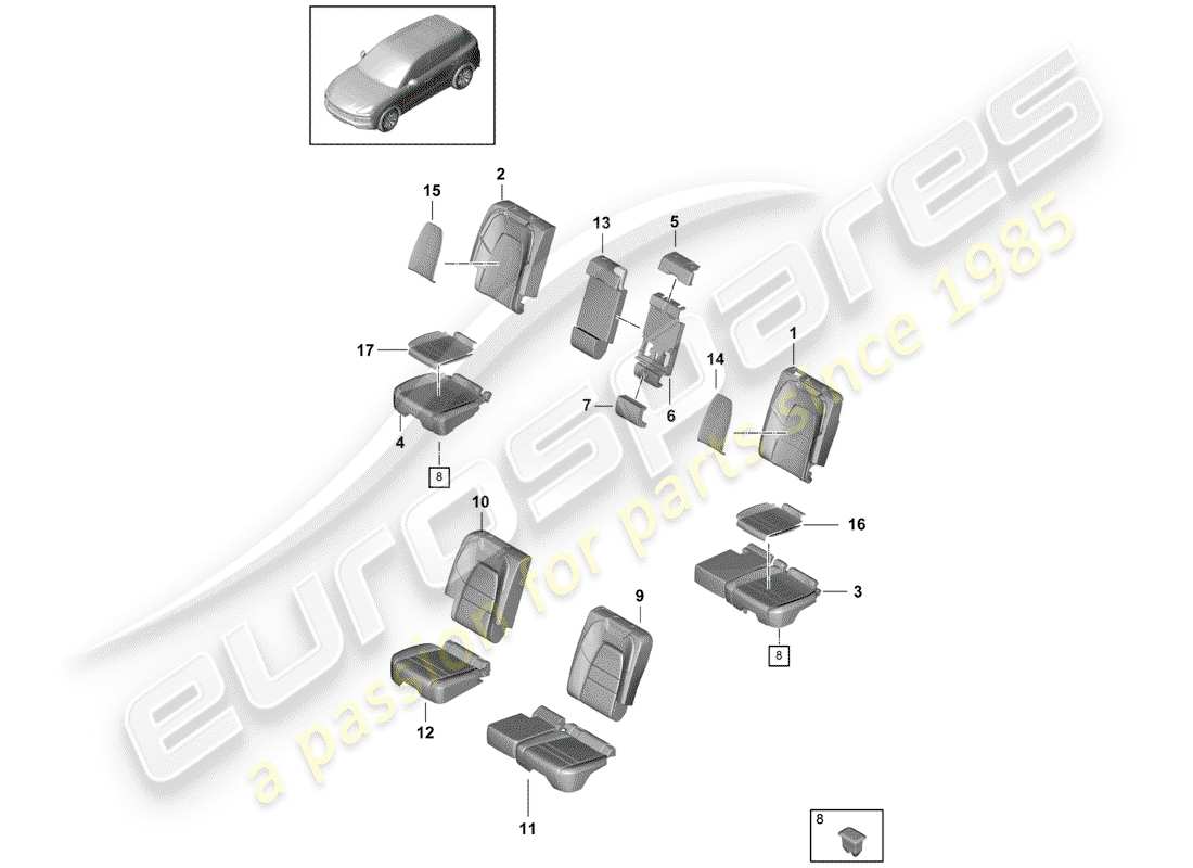 porsche 2020 (cayenne e3 9ya/9yb) seat-ersatzteildiagramm