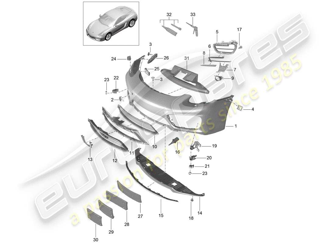 porsche 2014 (981 cayman) stoßstange ersatzteildiagramm