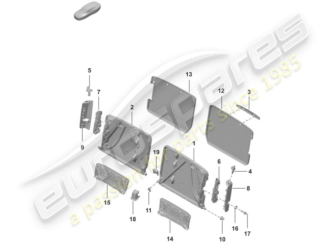 porsche 2019 (992-1) rahmen - rückenlehne ersatzteildiagramm
