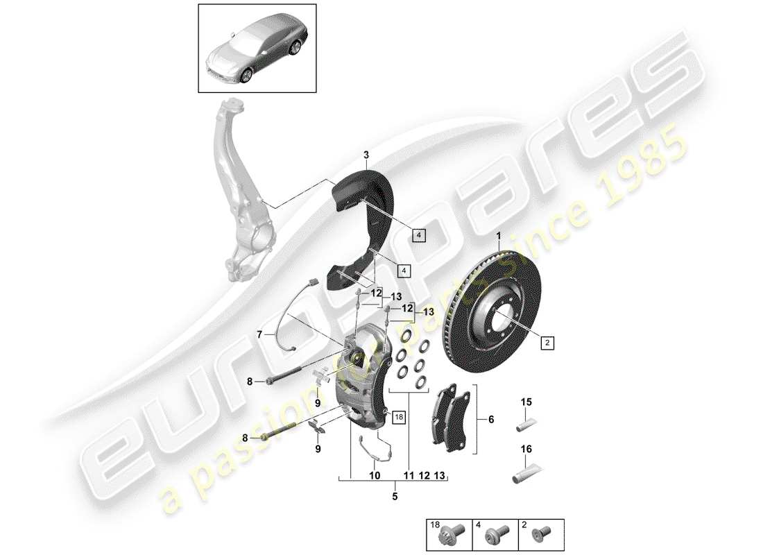 porsche 2017 (panamera 971-1) scheibenbremsen ersatzteildiagramm