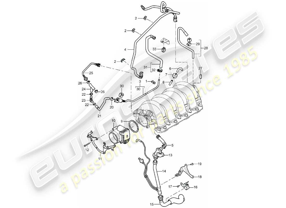 porsche 2003 (cayenne e1 9pa) drosselklappengehäuse - teilediagramm