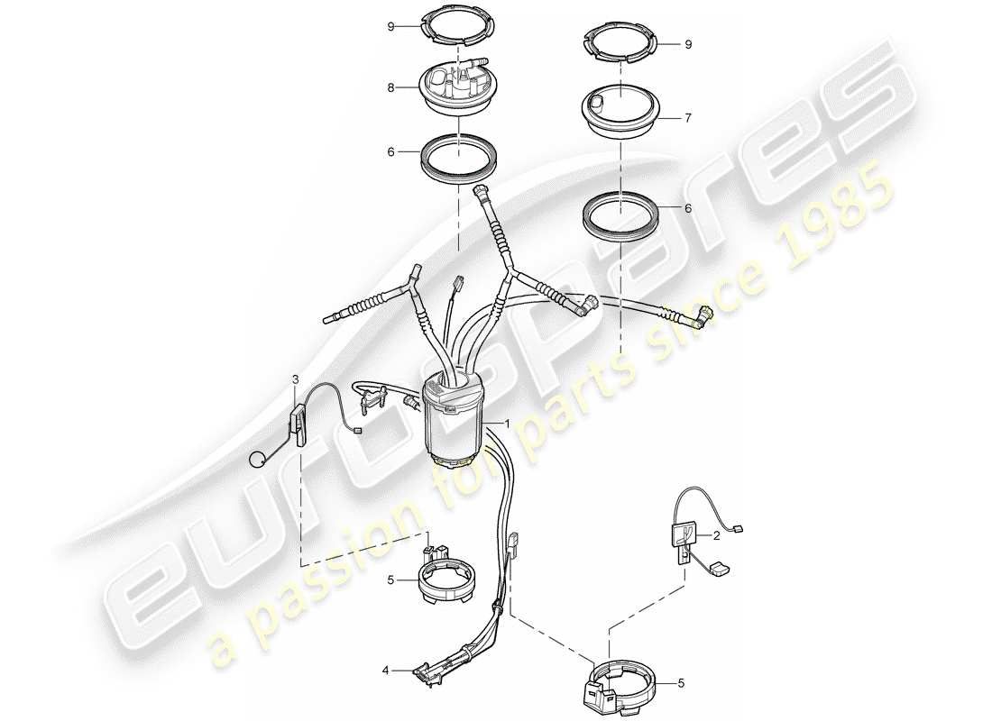porsche 2007 (cayenne e1 9pa) kraftstofftank teilediagramm