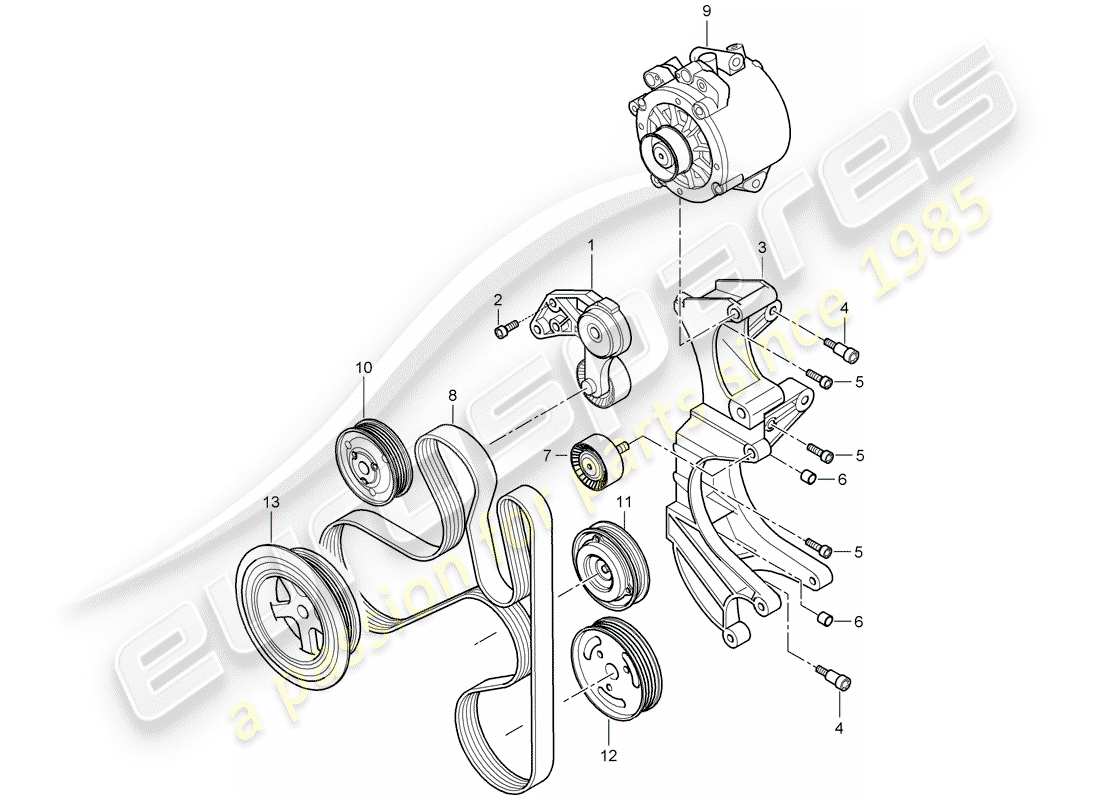 porsche 2007 (cayenne e1 9pa) riemenspanndämpfer teilediagramm