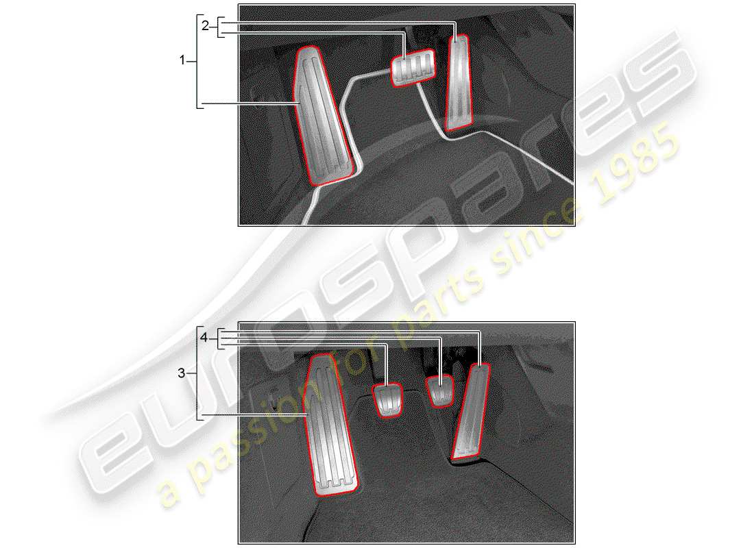 porsche 2013 (tequipment 98x/99x) pedalkappe - teilediagramm